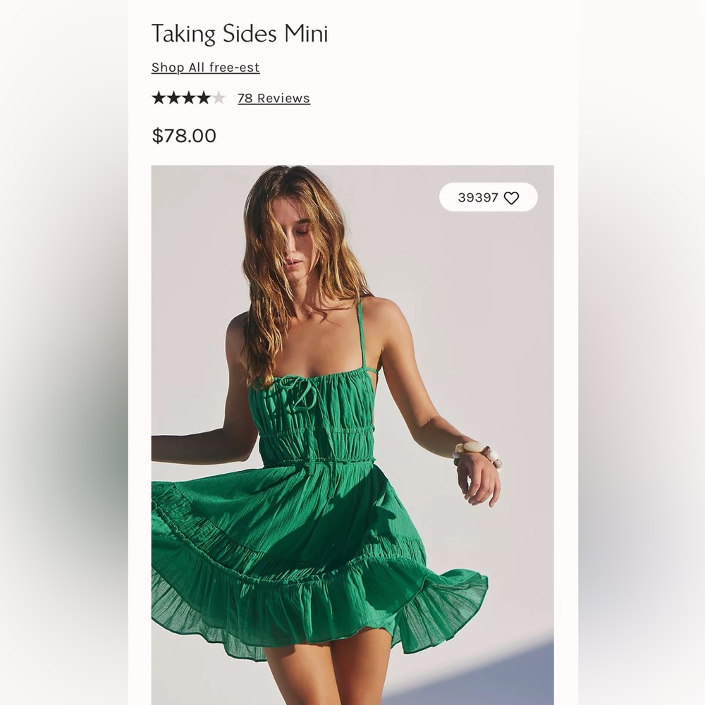 Free People Vibrant Green Mini Dress